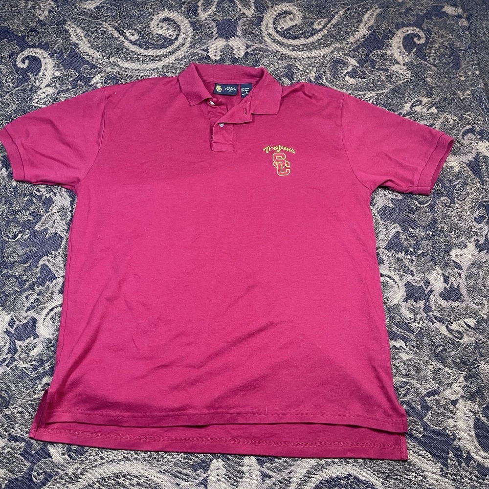 USC Trojans SC Team Trojan Authentic Apparel Mens Large Short Sleeve Polo Shirt